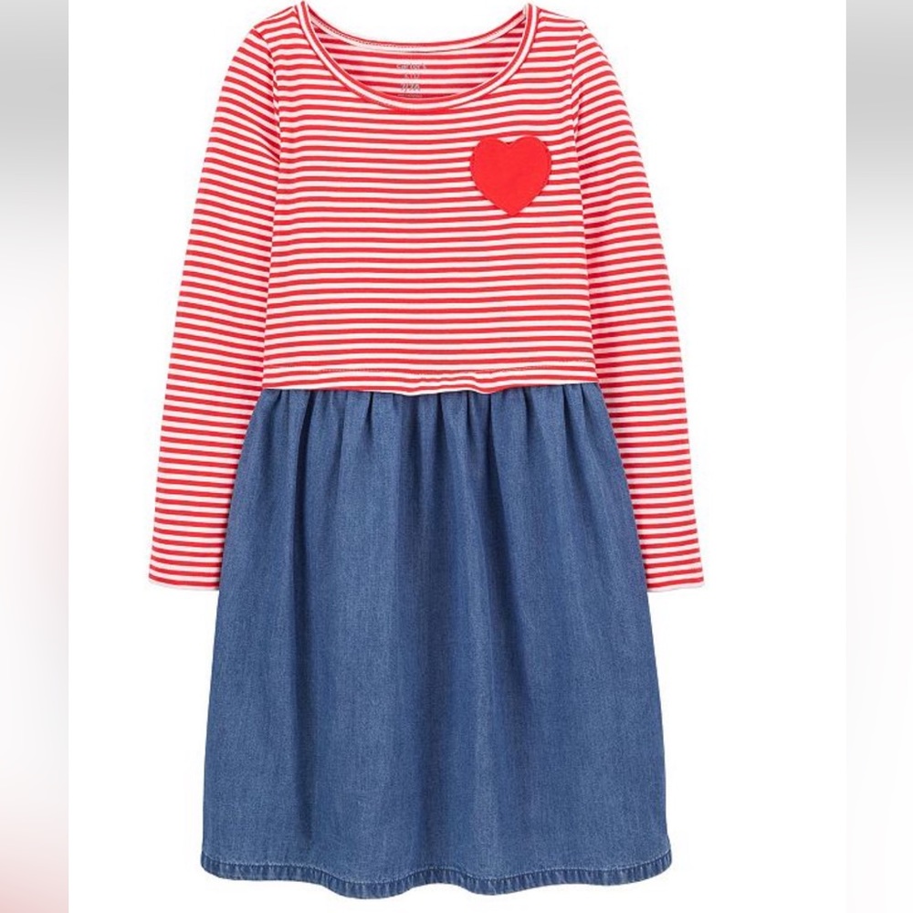 Girls 4-6x Carter's Striped Chambray Dress, Girl's, Size: 7, Red